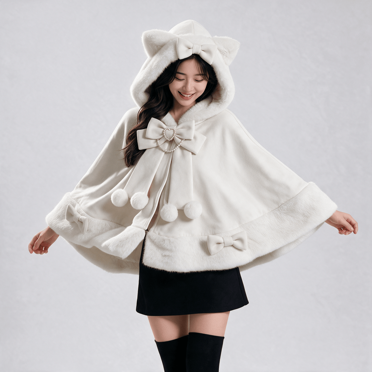 Kawaiies Collection - Apparel - Japanese Kawaii Cat Faux Fur Lolita Poncho