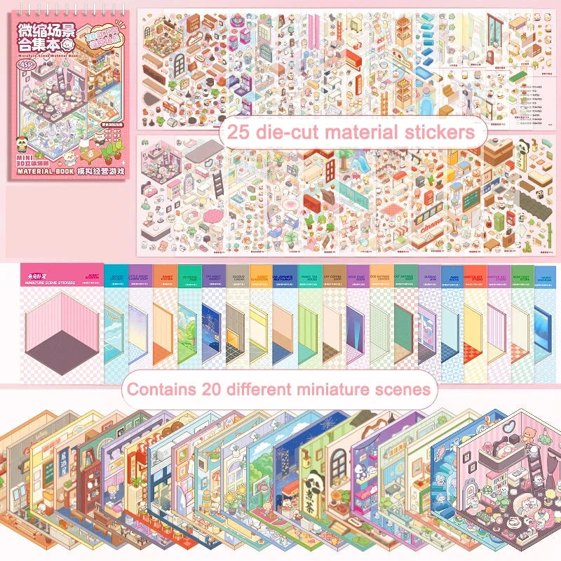 kawaiies-softtoys-plushies-kawaii-plush-20Pcs Kawaii Families 3D Sticker Scenes Book Accessories 