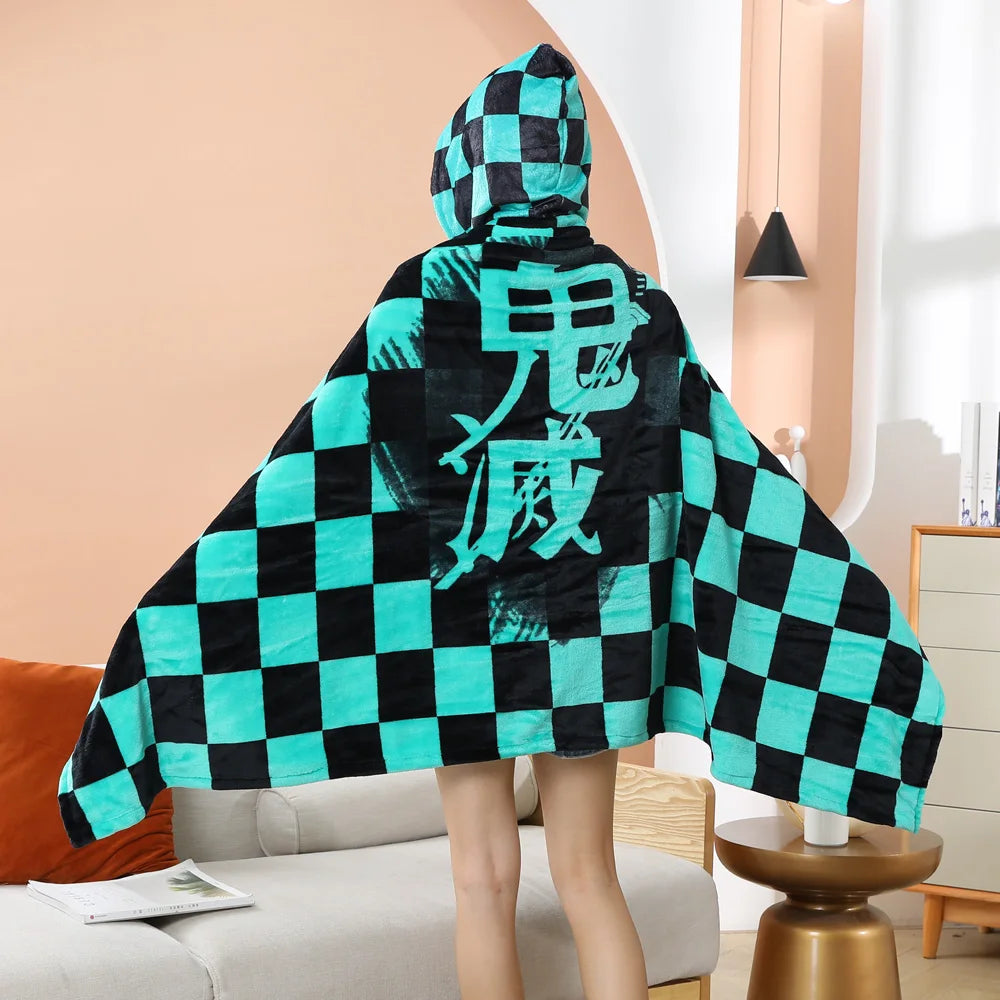 kawaiies-softtoys-plushies-kawaii-plush-Anime Demon Slayer Hooded Cape Blanket Apparel Tanjiro 100 x 160cm (39 x 63 in) 