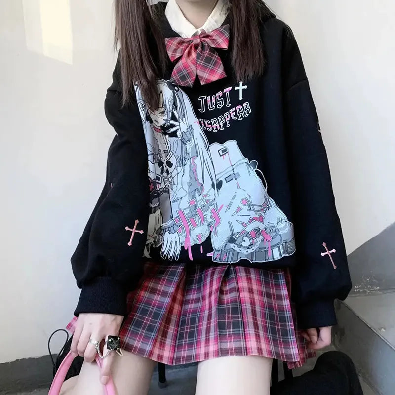 kawaiies-softtoys-plushies-kawaii-plush-Anime Emo Girl 'Just Disappear' Women's Hoodie Hoodies 