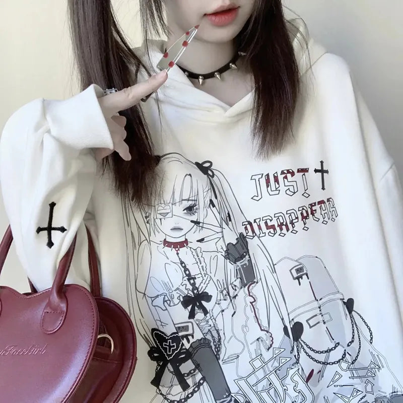 kawaiies-softtoys-plushies-kawaii-plush-Anime Emo Girl 'Just Disappear' Women's Hoodie Hoodies 
