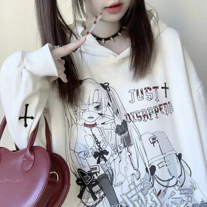kawaiies-softtoys-plushies-kawaii-plush-Anime Emo Girl 'Just Disappear' Women's Hoodie Hoodies 
