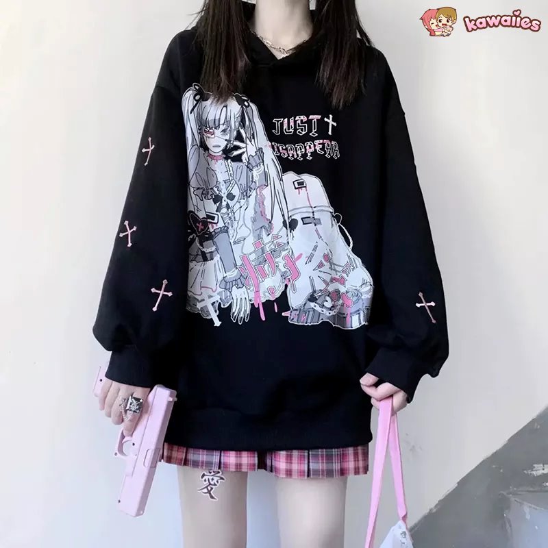 kawaiies-softtoys-plushies-kawaii-plush-Anime Emo Girl 'Just Disappear' Women's Hoodie Hoodies 