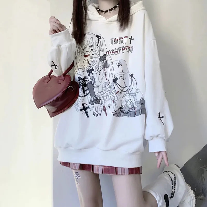 kawaiies-softtoys-plushies-kawaii-plush-Anime Emo Girl 'Just Disappear' Women's Hoodie Hoodies 