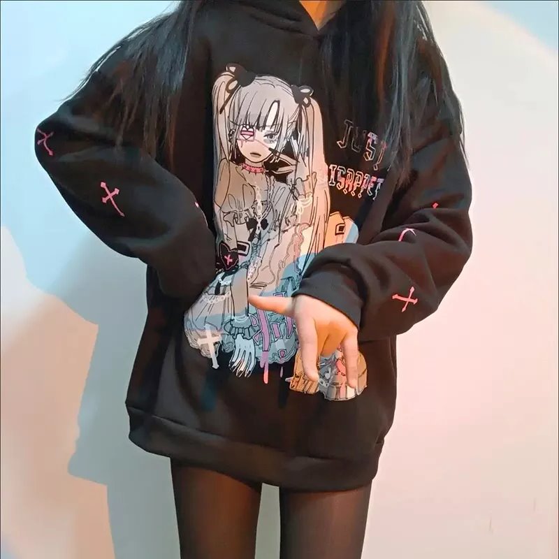 kawaiies-softtoys-plushies-kawaii-plush-Anime Emo Girl 'Just Disappear' Women's Hoodie Hoodies 