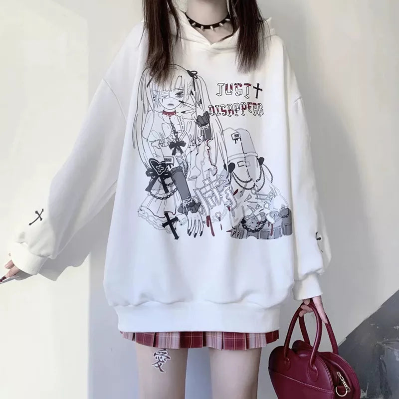kawaiies-softtoys-plushies-kawaii-plush-Anime Emo Girl 'Just Disappear' Women's Hoodie Hoodies 