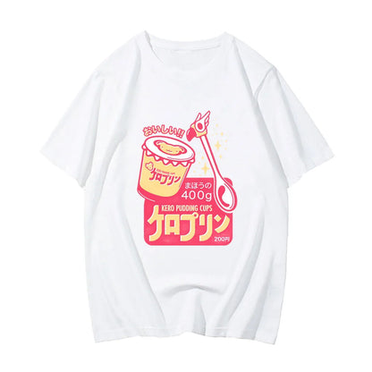 kawaiies-softtoys-plushies-kawaii-plush-Anime Kero Pudding Cups Cardcaptor Sakura Unisex Tee Tops White S 