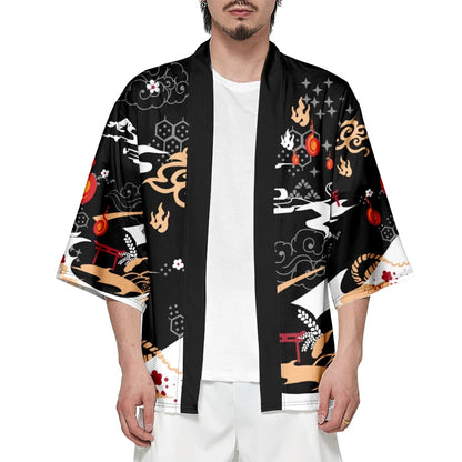kawaiies-softtoys-plushies-kawaii-plush-Anime White Fox Mask Pattern Unisex Kimono Kimono 