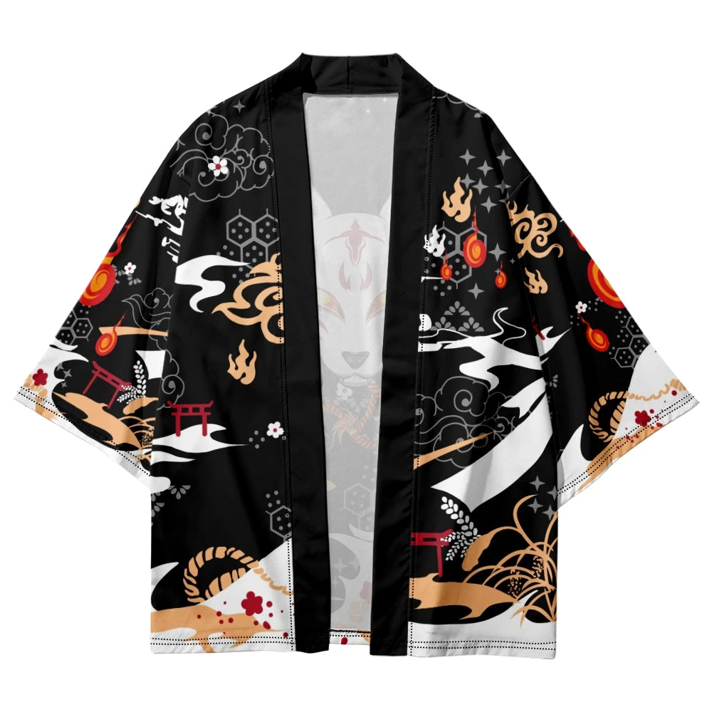kawaiies-softtoys-plushies-kawaii-plush-Anime White Fox Mask Pattern Unisex Kimono Kimono 