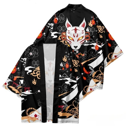 kawaiies-softtoys-plushies-kawaii-plush-Anime White Fox Mask Pattern Unisex Kimono Kimono 