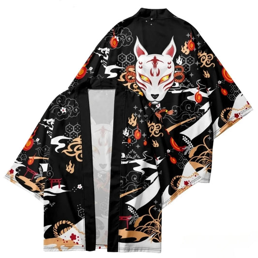 kawaiies-softtoys-plushies-kawaii-plush-Anime White Fox Mask Pattern Unisex Kimono Kimono 