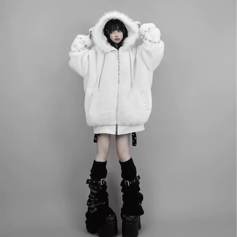 kawaiies-softtoys-plushies-kawaii-plush-Arctic Queen Oversized Hooded Jacket Apparel White S 