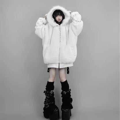 kawaiies-softtoys-plushies-kawaii-plush-Arctic Queen Oversized Hooded Jacket Apparel White S 