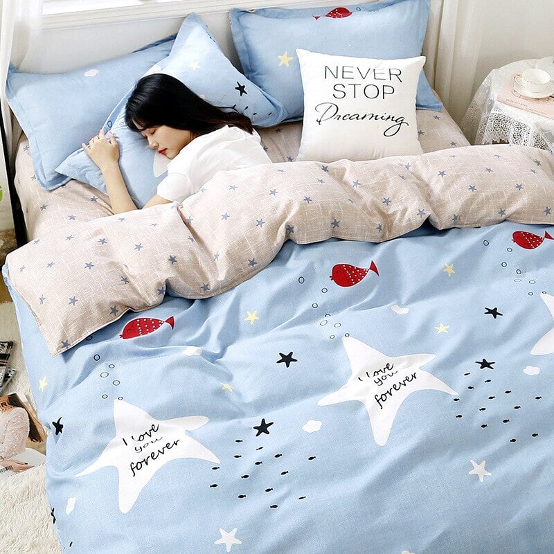 kawaiies-softtoys-plushies-kawaii-plush-Baby Blue Stars Snow Polyester Bedding Sets | NEW Bedding Sets Stars Single 