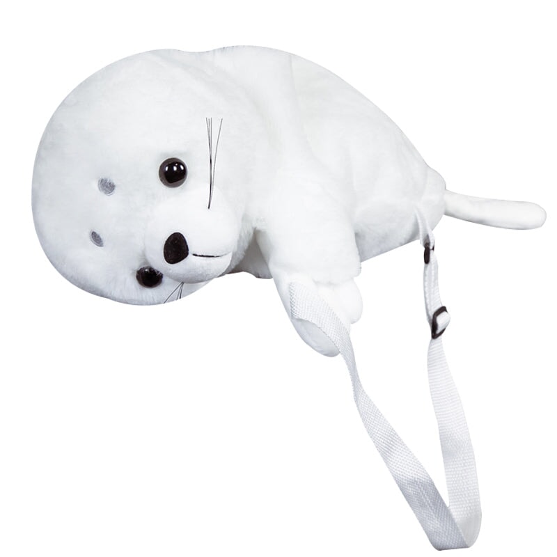 kawaiies-softtoys-plushies-kawaii-plush-Baby White Seal Plush Backpack | NEW Bags 