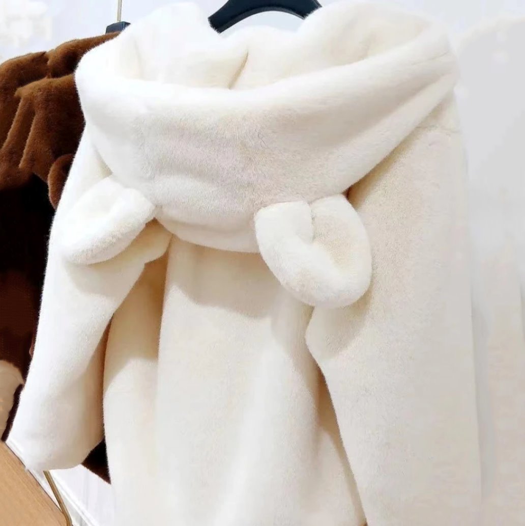 kawaiies-softtoys-plushies-kawaii-plush-Bear Soft Faux Fur Hooded Coat Jacket 