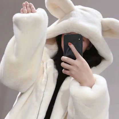 kawaiies-softtoys-plushies-kawaii-plush-Bear Soft Faux Fur Hooded Coat Jacket 