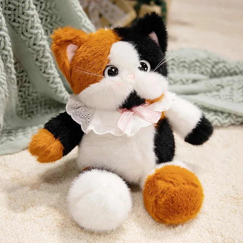 kawaiies-softtoys-plushies-kawaii-plush-Big-eyed Calico Siamese Cat Plush Friends Soft toy 45cm Calico Cat with Bib 