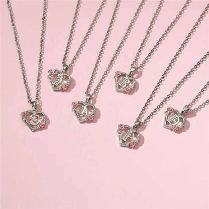 kawaiies-softtoys-plushies-kawaii-plush-Bloom Heart Initial Silver Women's Necklace Jewelry 