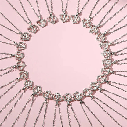 kawaiies-softtoys-plushies-kawaii-plush-Bloom Heart Initial Silver Women's Necklace Jewelry 