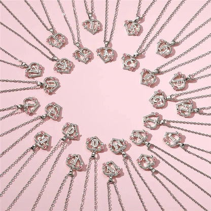 kawaiies-softtoys-plushies-kawaii-plush-Bloom Heart Initial Silver Women's Necklace Jewelry 