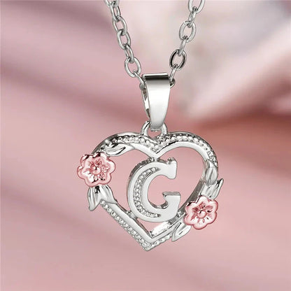 kawaiies-softtoys-plushies-kawaii-plush-Bloom Heart Initial Silver Women's Necklace Jewelry G 