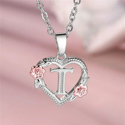 kawaiies-softtoys-plushies-kawaii-plush-Bloom Heart Initial Silver Women's Necklace Jewelry T 