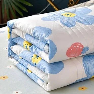 kawaiies-softtoys-plushies-kawaii-plush-Blue Floral Strawberries Polyester Quilt Blanket Comforter Set Home Decor 