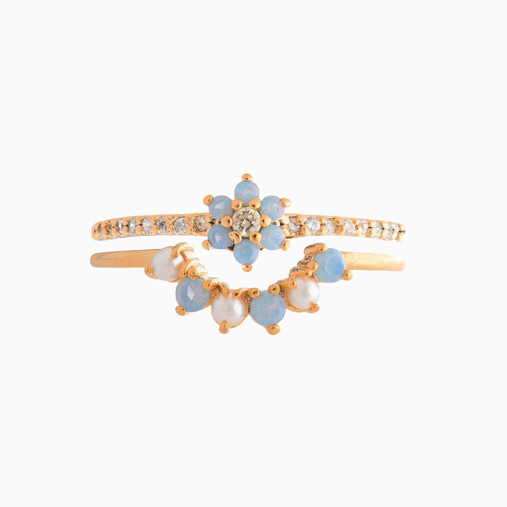 kawaiies-softtoys-plushies-kawaii-plush-Blue Flower Beaded Gold-plated Rings Ring Rose gold 