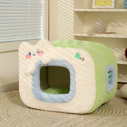 kawaiies-softtoys-plushies-kawaii-plush-Blue Green Television Pet Bed House Pet Beds Green 