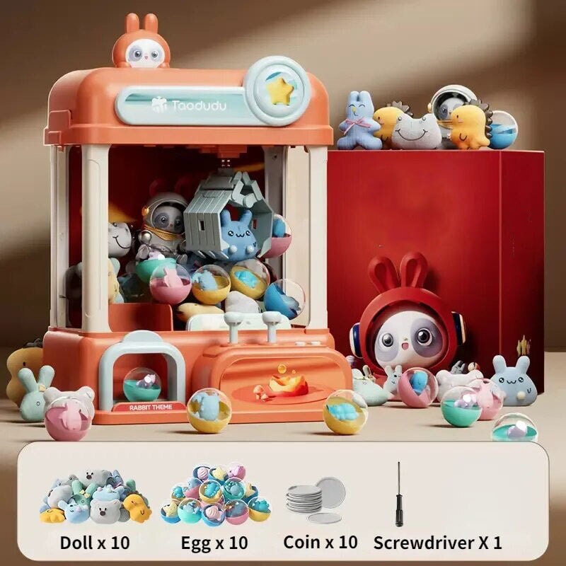 kawaiies-softtoys-plushies-kawaii-plush-Bunny Hat Panda Bear Mini Claw Machine Toys Orange Claw Machine +20 Dolls 