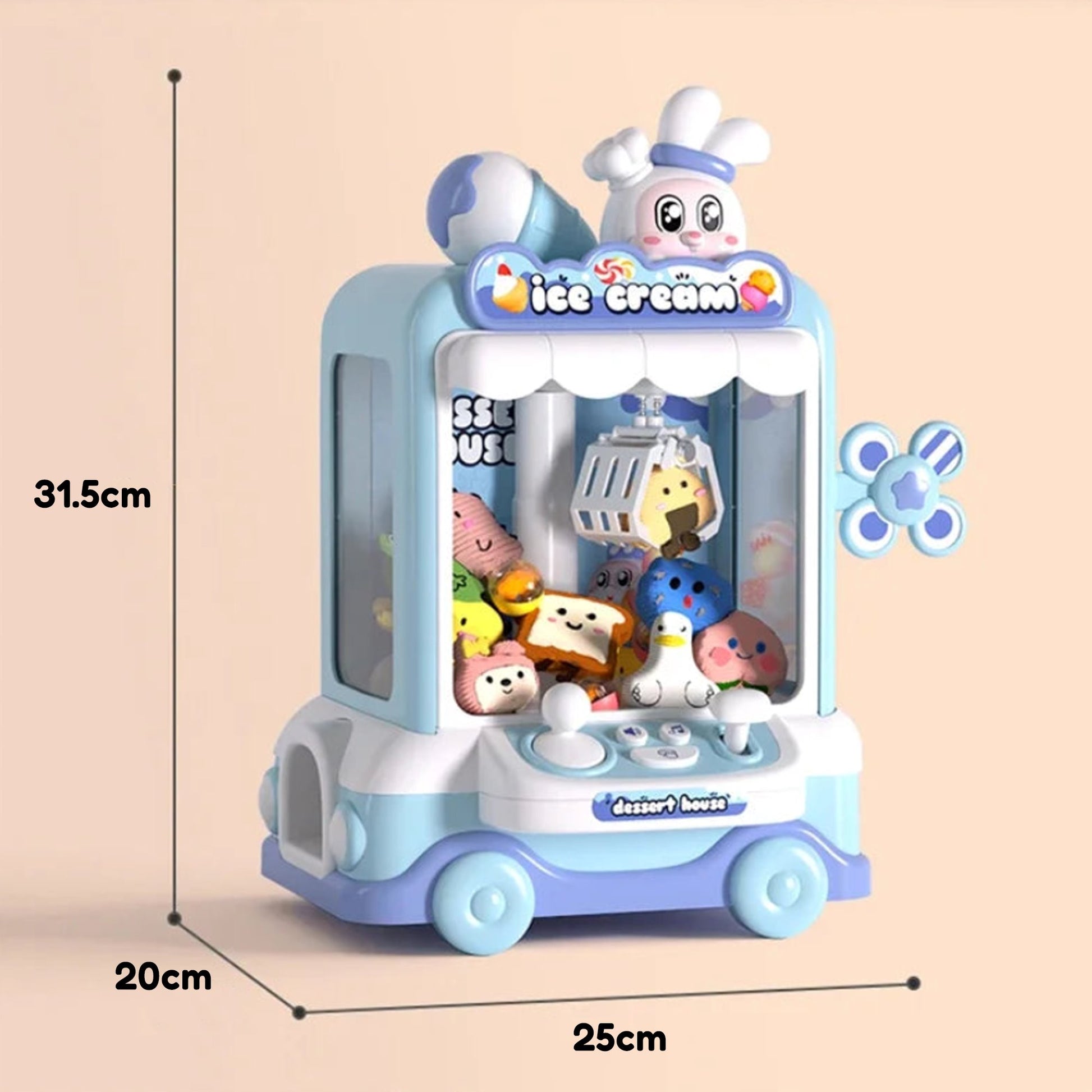 kawaiies-softtoys-plushies-kawaii-plush-Bunny Ice Cream Blue Pink Cart Mini Claw Machine Toys 