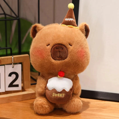 kawaiies-softtoys-plushies-kawaii-plush-Capybara & Bear Happy Birthday Cake Plushies Soft toy Capybara (Brown) 
