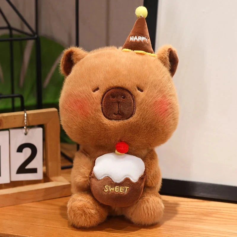 kawaiies-softtoys-plushies-kawaii-plush-Capybara & Bear Happy Birthday Cake Plushies Soft toy Capybara (Brown) 