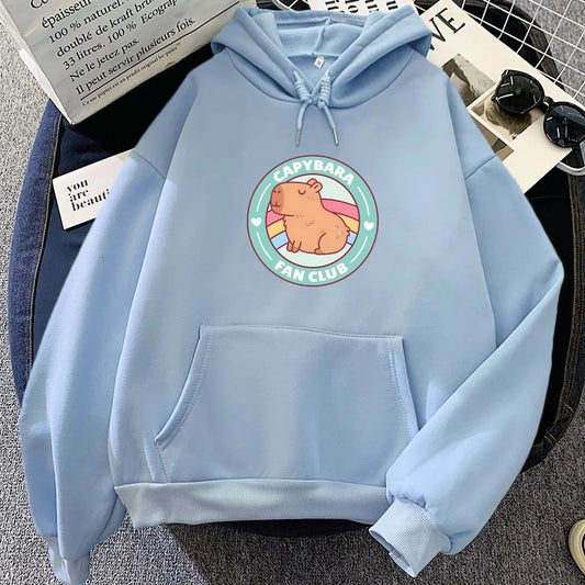 kawaiies-softtoys-plushies-kawaii-plush-Capybara Fan Club Unisex Hoodie Apparel Light Blue XS 