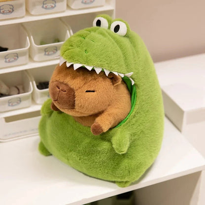 kawaiies-softtoys-plushies-kawaii-plush-Capybara Green Dinosaur Outfit Plushie Soft toy 