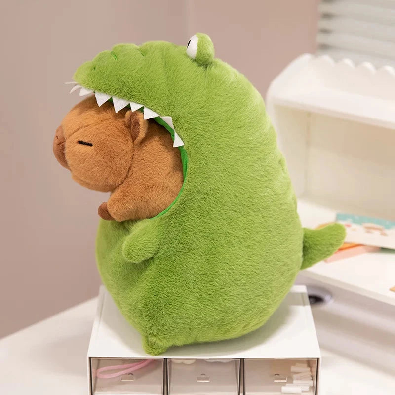 kawaiies-softtoys-plushies-kawaii-plush-Capybara Green Dinosaur Outfit Plushie Soft toy 
