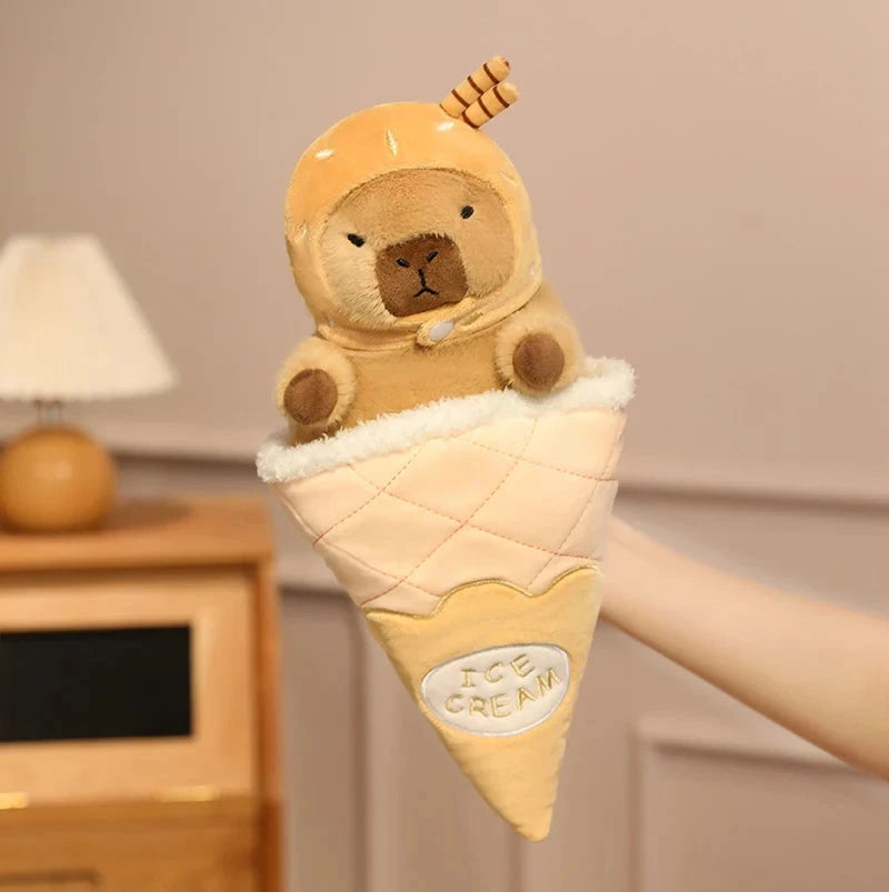 kawaiies-softtoys-plushies-kawaii-plush-Capybara Soft Ice Cream Waffle Plush Soft toy Brown 