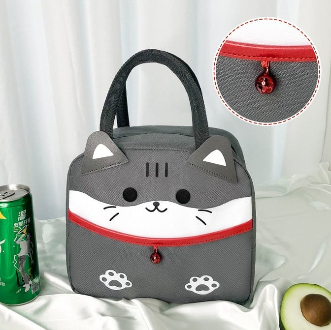 kawaiies-softtoys-plushies-kawaii-plush-Cartoon Animal Cat Dog Duck Lunch Bag | NEW Bag Cat Gray 