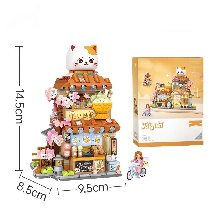 kawaiies-softtoys-plushies-kawaii-plush-Cat Taiyaki Flower Cafes Foldable Micro Building Set Collection Build it Cat Cafe (With Box) 