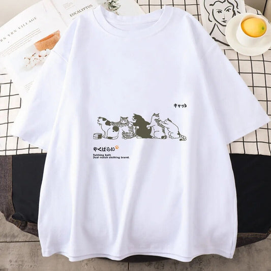 kawaiies-softtoys-plushies-kawaii-plush-Cats Scratching Cats Backs Unisex Tee Tops 