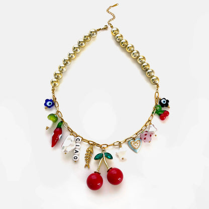 kawaiies-softtoys-plushies-kawaii-plush-Cherry Pop Maximalist Charm Necklace Jewelry 