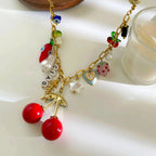 kawaiies-softtoys-plushies-kawaii-plush-Cherry Pop Maximalist Charm Necklace Jewelry 