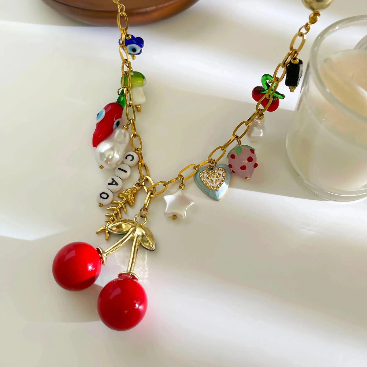 kawaiies-softtoys-plushies-kawaii-plush-Cherry Pop Maximalist Charm Necklace Jewelry 