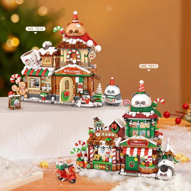 kawaiies-softtoys-plushies-kawaii-plush-Christmas Foldable Panda Shops Micro Building Sets Build it Set of 2 