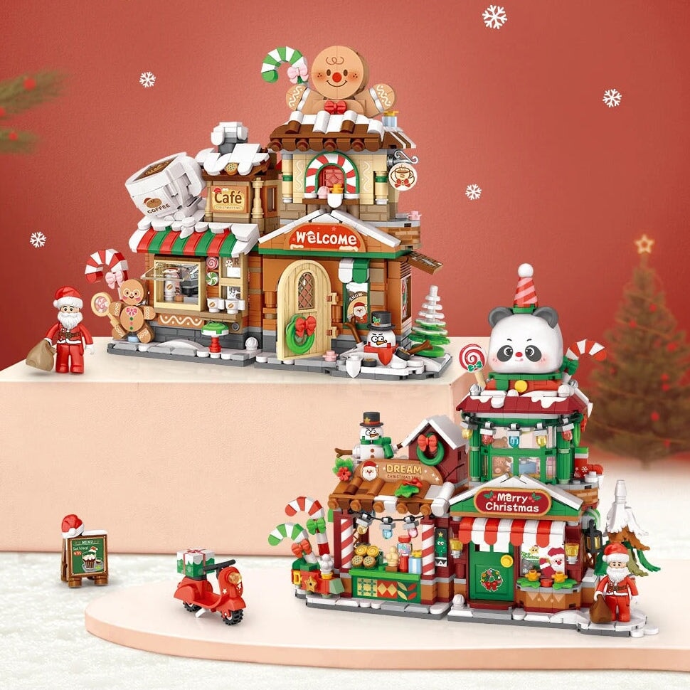 kawaiies-softtoys-plushies-kawaii-plush-Christmas Gingerbread Cafe & Panda Shop Micro Building Set Build it 