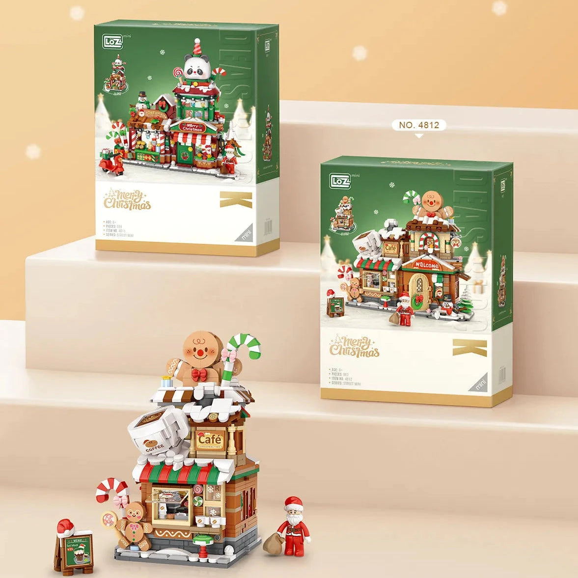 kawaiies-softtoys-plushies-kawaii-plush-Christmas Gingerbread Cafe & Panda Shop Micro Building Set Build it 