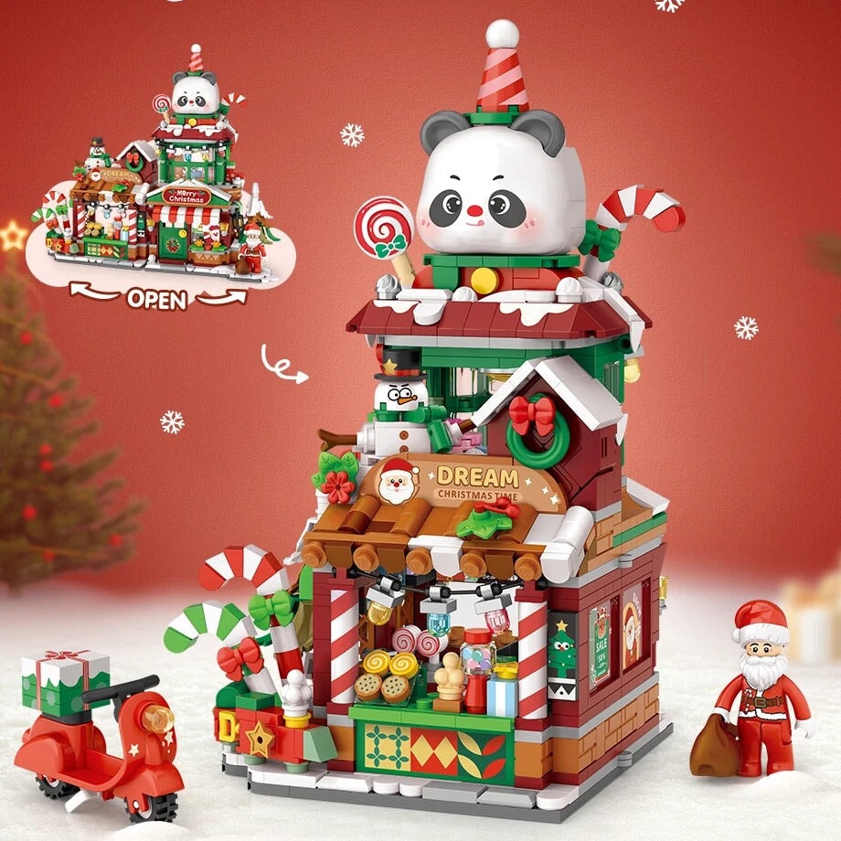 kawaiies-softtoys-plushies-kawaii-plush-Christmas Gingerbread Cafe & Panda Shop Micro Building Set Build it 
