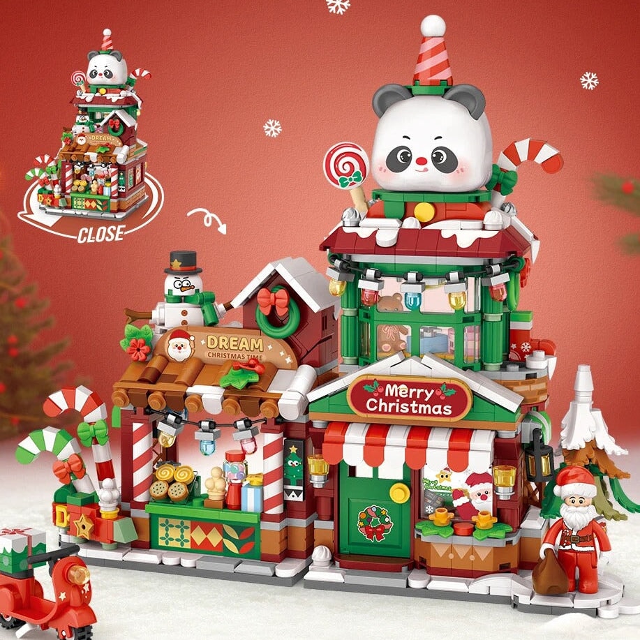kawaiies-softtoys-plushies-kawaii-plush-Christmas Gingerbread Cafe & Panda Shop Micro Building Set Build it 