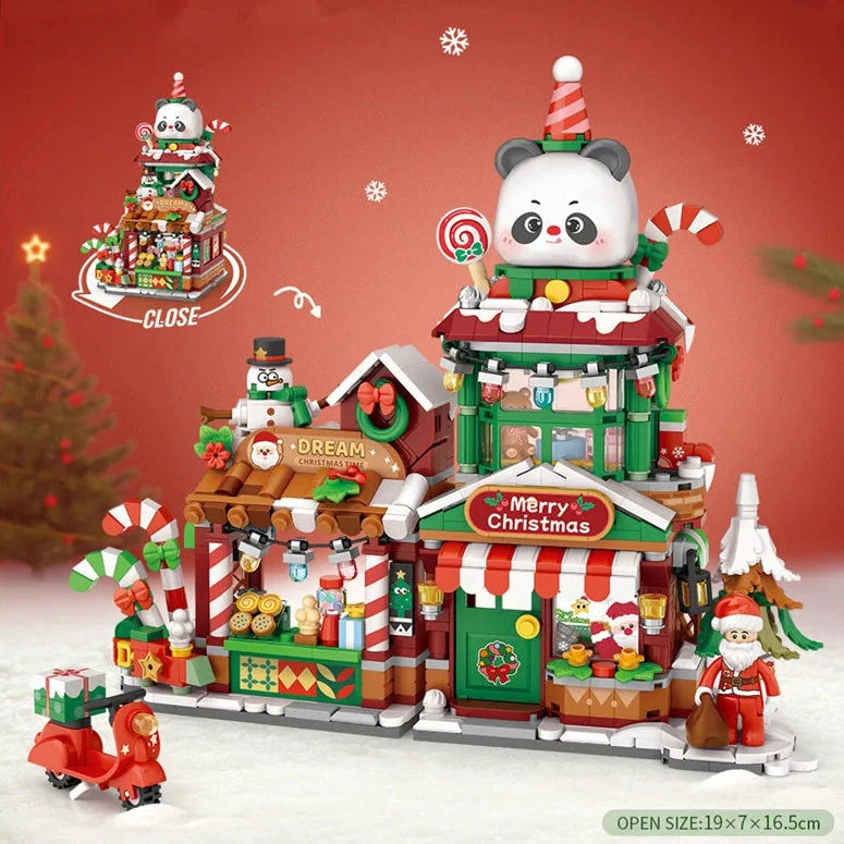 kawaiies-softtoys-plushies-kawaii-plush-Christmas Gingerbread Cafe & Panda Shop Micro Building Set Build it Panda 